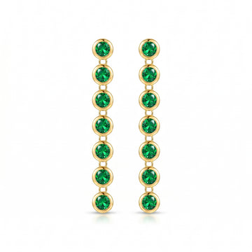 PRAO Earrings Anti-Tarnish Linear Drop With Emerald Crystals