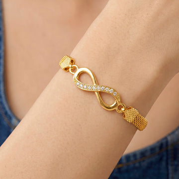PRAO Bracelet Anti-Tarnish Gold Plated Infinity American Diamonds Charm (Adjustable Size)