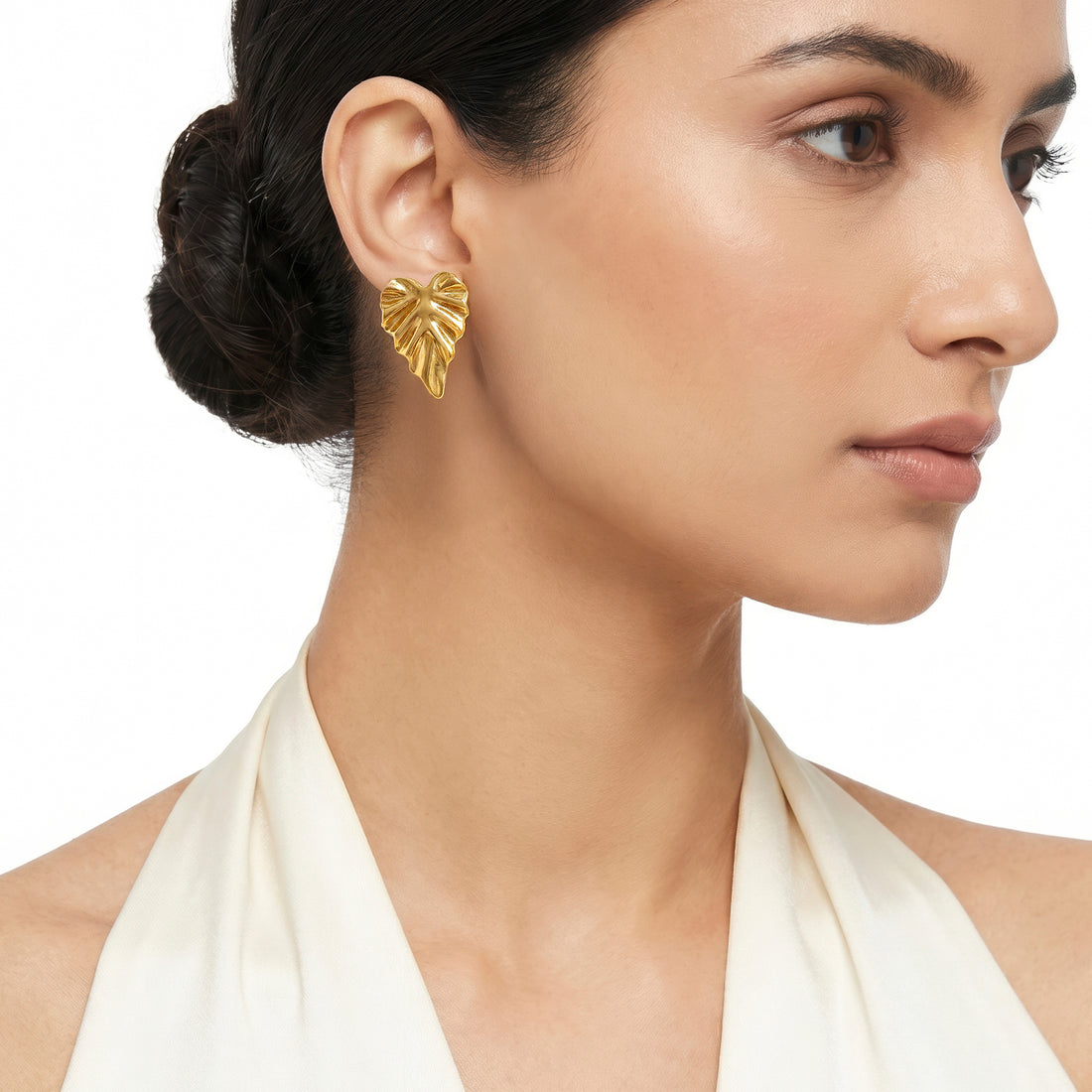 PRAO Earrings Anti-Tarnish Palm Leaf Studs