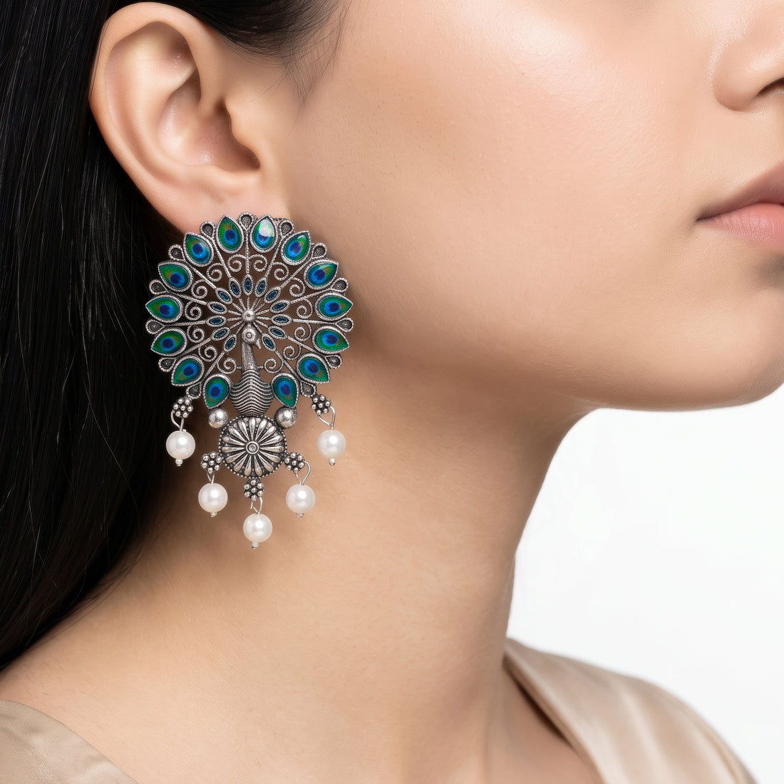 PRAO Earrings Anti-Tarnish Peacock Pearl Dangles