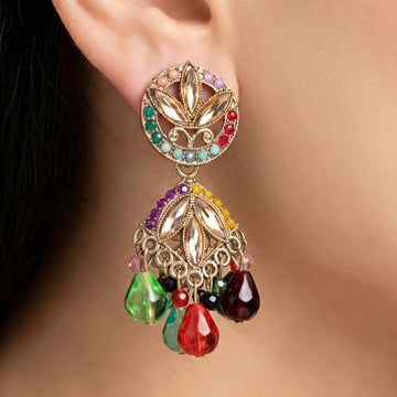 PRAO Earrings Anti-Tarnish Jhumki With Crystal Beads