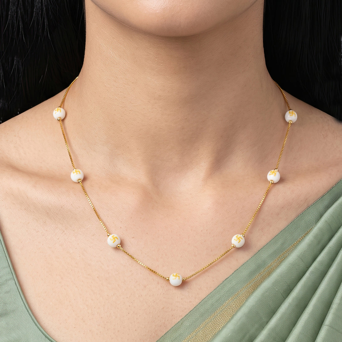 PRAO Necklace Anti-Tarnish Pattern Bead Chain