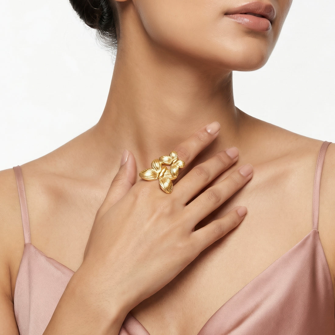 PRAO Ring Anti-Tarnish Double Butterfly Fine Line (Adjustable Size)