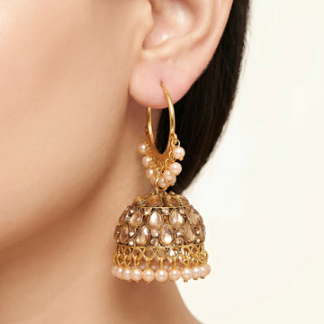 PRAO Earrings Anti-Tarnish Hoop Jhumki Pearl