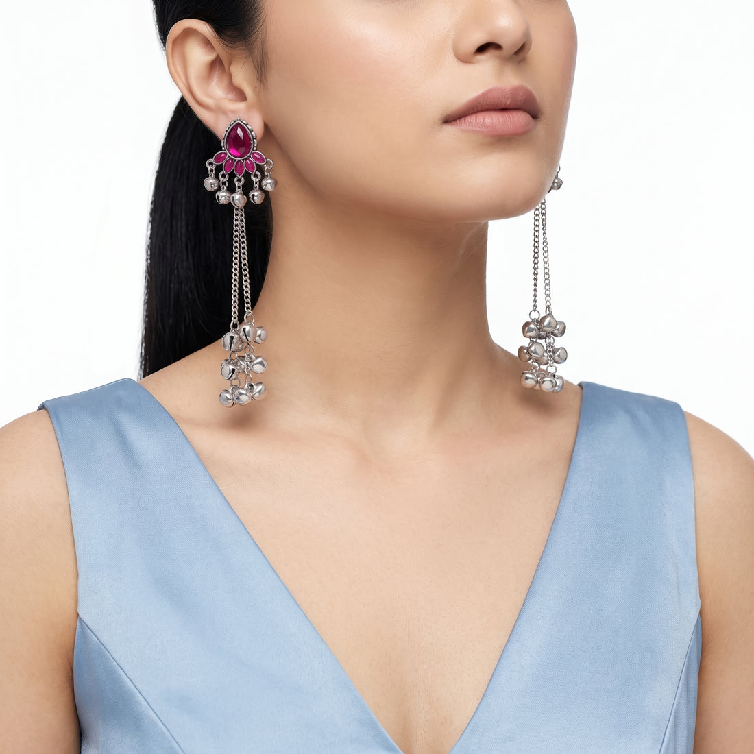 PRAO Earrings Anti-Tarnish Oxidized Kashmiri Dangles