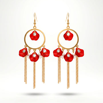 PRAO Earrings Anti-Tarnish Hoops With Resin Petals Pearls