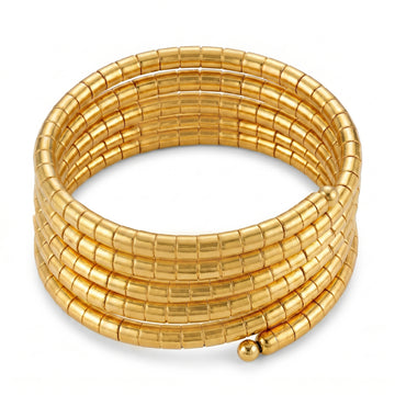 PRAO Bracelet Anti-Tarnish Gold Plated Multilayered Flexible Cuff (Adjustable Size)
