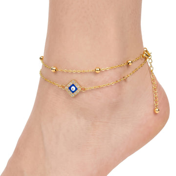 PRAO Anklet Anti-Tarnish Layered Evil Eye