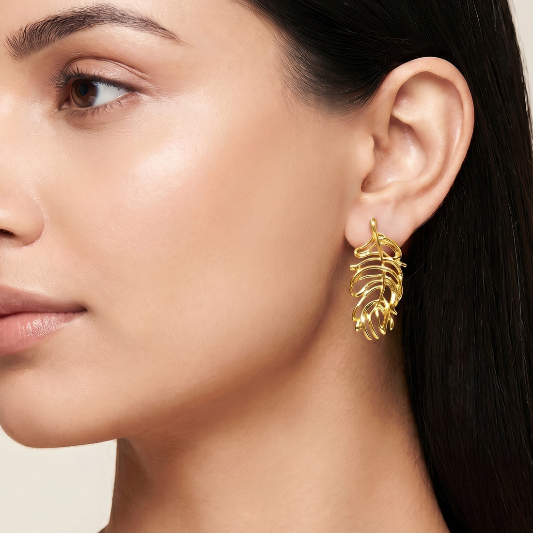 PRAO Earrings Anti-Tarnish Leaf-Shaped Statement