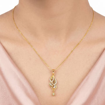 PRAO Necklace Anti-Tarnish Paisley Crystal Teardrop Pendant
