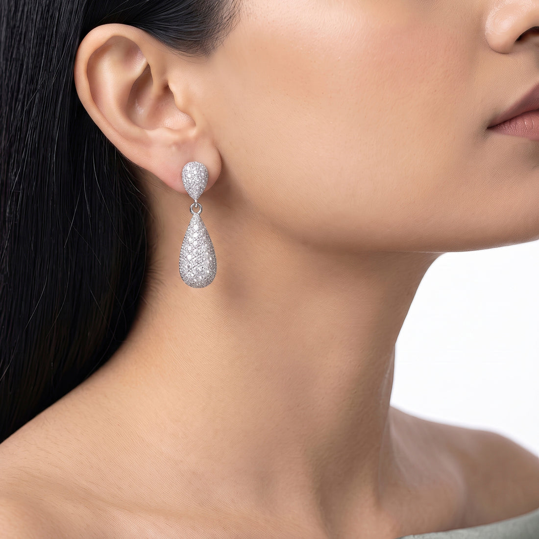PRAO Earrings Anti-Tarnish Double Teardrop Crystals