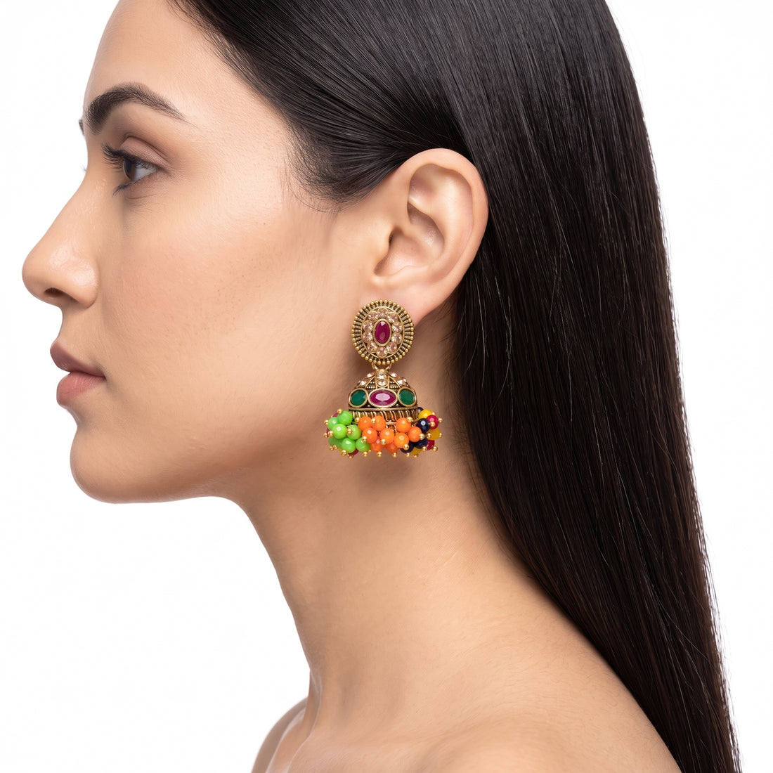 PRAO Earrings Anti-Tarnish Antique Jhumka Dangles