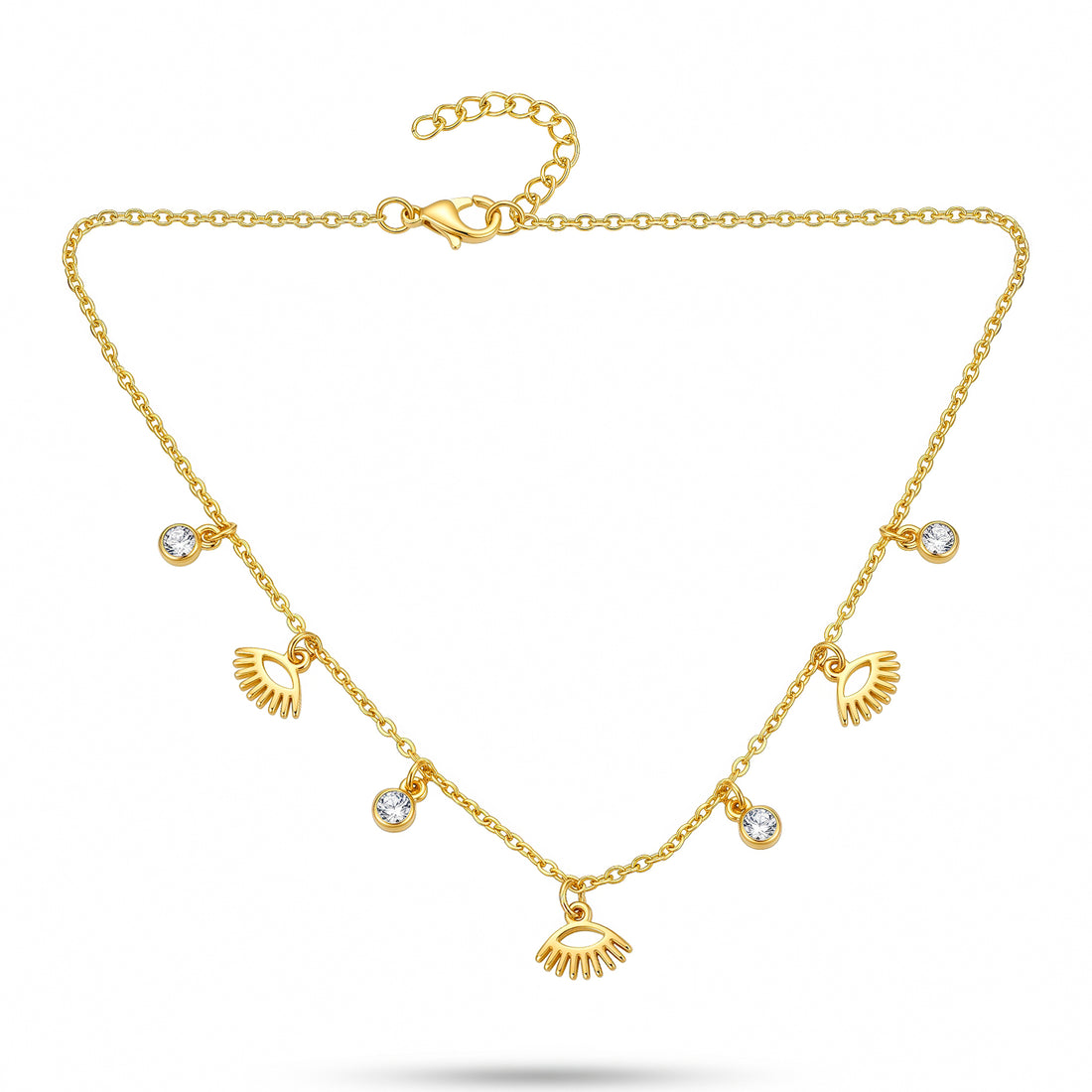 PRAO Necklace Anti-Tarnish Gold Plated Chain With Charms