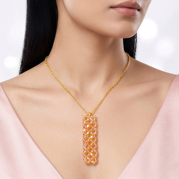 PRAO Necklace Anti-Tarnish Amber Crystal Pendant