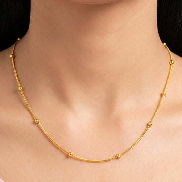 PRAO Necklace Anti-Tarnish Gold Plated Beaded Chain