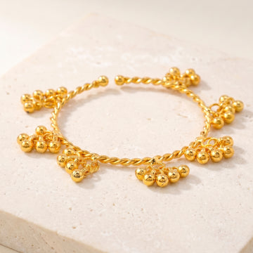 PRAO Bracelet Anti-Tarnish Ghungroo Cluster Twisted Bangle (Adjustable Size)
