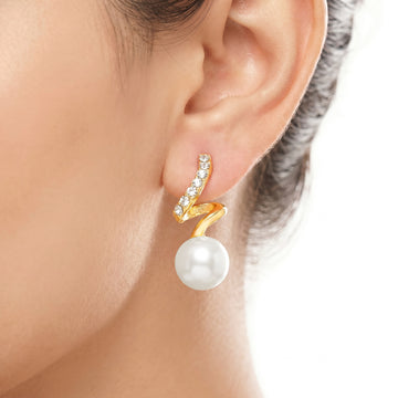 PRAO Earrings Anti-Tarnish Snake Crystal Pearl Drop