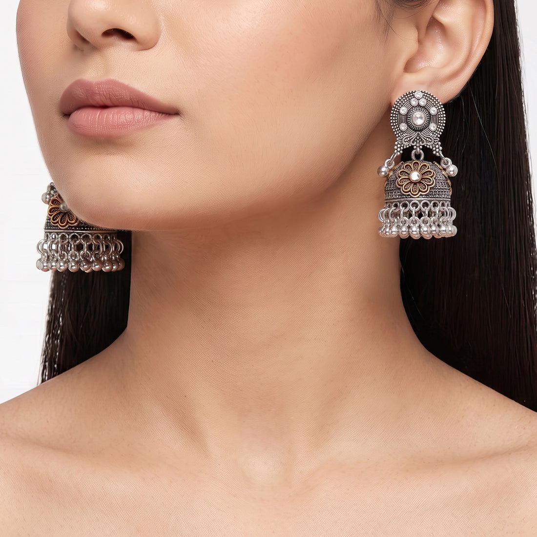 PRAO Earrings Anti-Tarnish Oxidized Jhumka