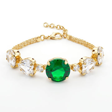 PRAO Bracelet Anti-Tarnish Green Stone Chain (Adjustable Size)