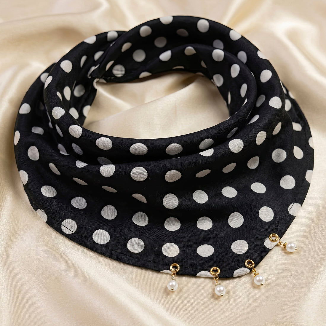 PRAO Premium Quality Satin Scarf & Pearl Set
