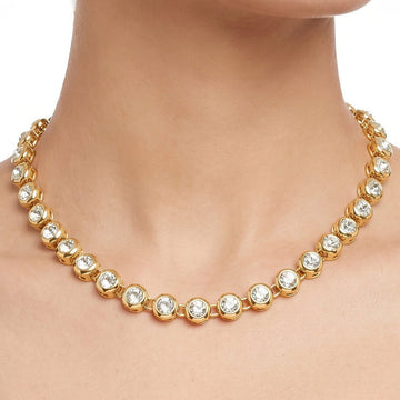 PRAO Necklace Anti-Tarnish Gold Plated AD Set