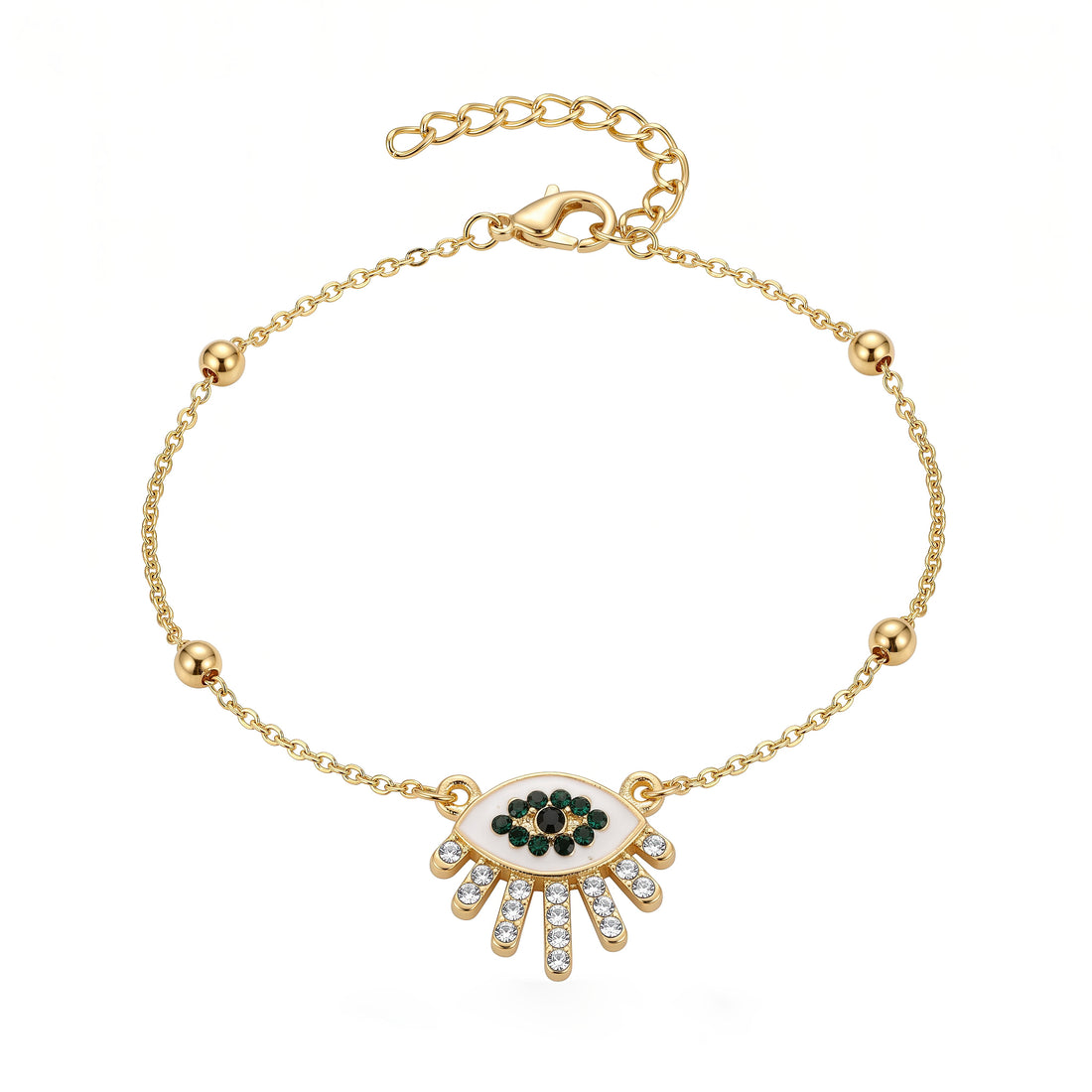 PRAO Anklet Anti-Tarnish Green Evil Eye Charm