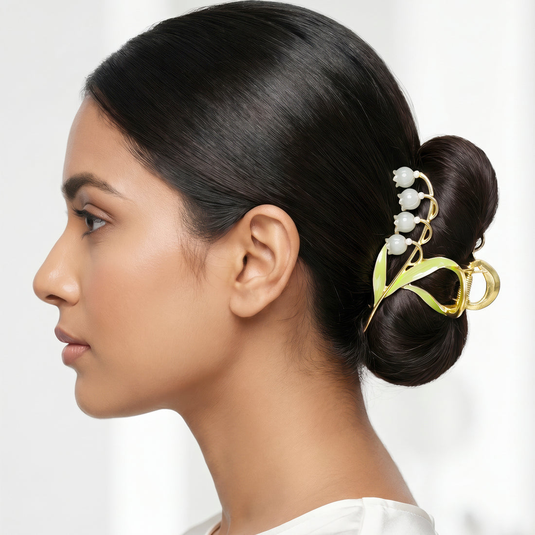 Prao Hair Claw Clip Anti-Tarnish Lily Of The Valley Floral Enamel