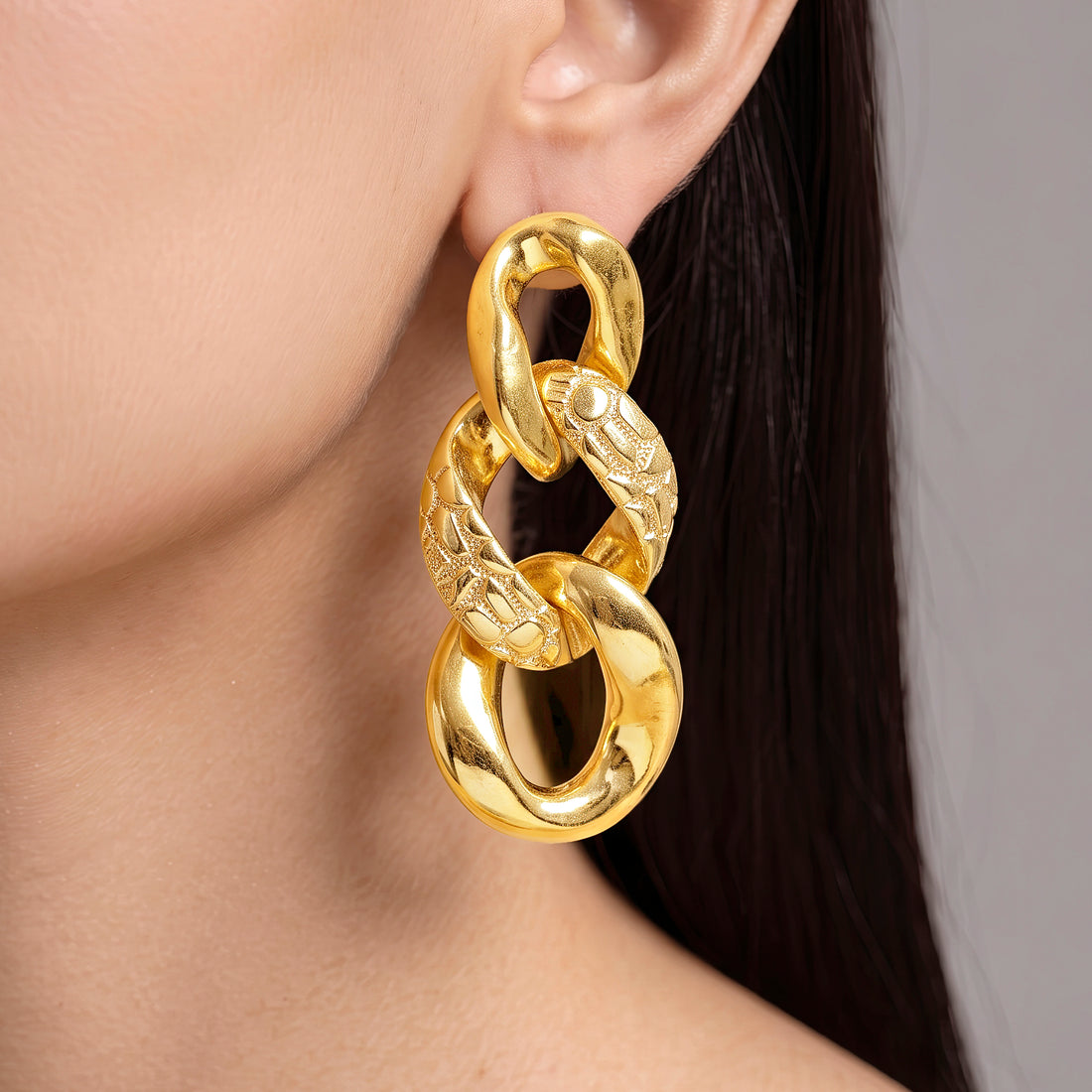 PRAO Earrings Textured Link Dangles