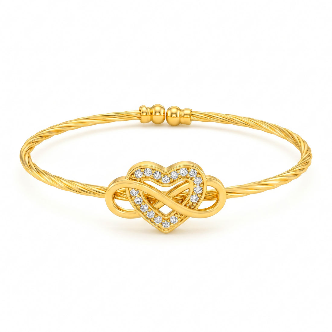 PRAO Bracelet Anti-Tarnish Gold Plated INFINITE Heart Crystals (Adjustable Size)