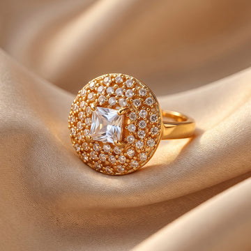 PRAO Ring Anti-Tarnish Princess Crystal (Adjustable Size)