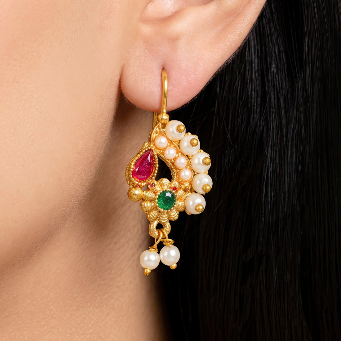 PRAO Earrings Anti-Tarnish Pearl Crescent Dangles