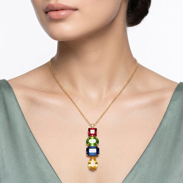 PRAO Necklace Anti-Tarnish Multicolor Crystal Drop