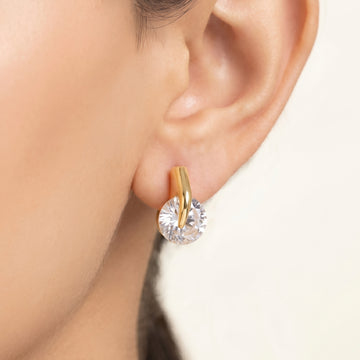 PRAO Earrings Anti-Tarnish Solitaire Crystal Studs