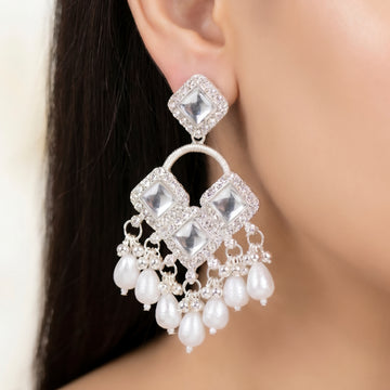 PRAO Earrings Anti-Tarnish Crystal Pearl Ethnic