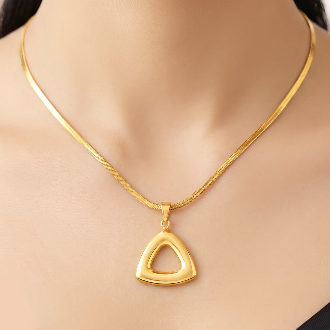 PRAO Necklace Anti-Tarnish Open Triangle Pendant