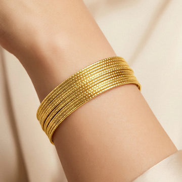 PRAO Bracelet Anti-Tarnish Gold Plated Multilayer Bangle (Adjustable Size)