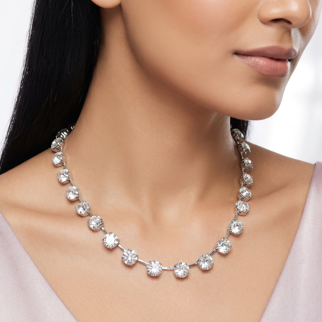 PRAO Necklace Anti-Tarnish Crystal Beaded Choker