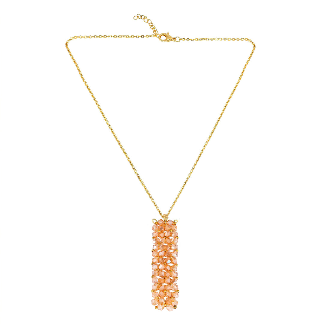 PRAO Necklace Anti-Tarnish Amber Crystal Pendant