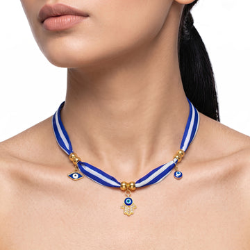 PRAO Necklace Anti-Tarnish Evil Eye Charm Fabric