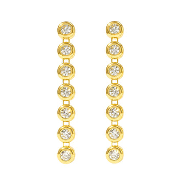 PRAO Earrings Anti-Tarnish Linear Drop With Crystals