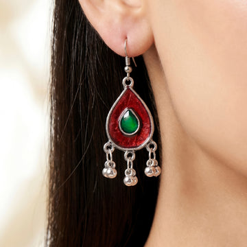 PRAO Earrings Anti-Tarnish Teardrop Enamel Ghungroos