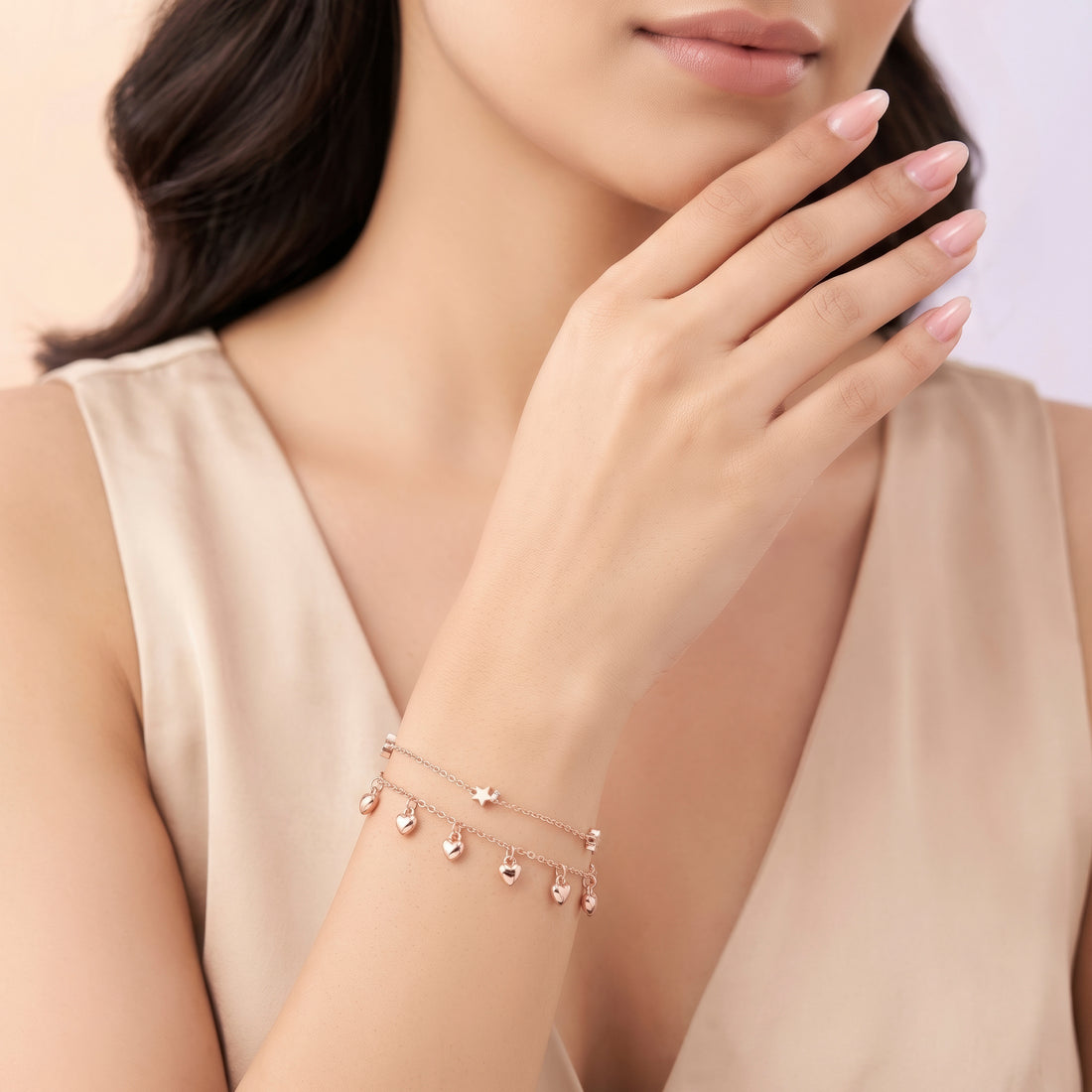PRAO Bracelet Anti-Tarnish Star Heart Chain (Adjustable Size)