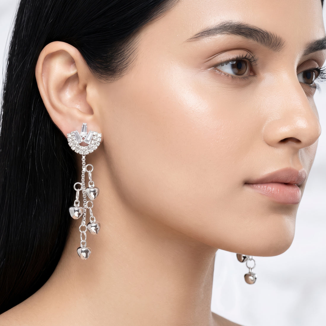 PRAO Earrings Anti-Tarnish Crescent Crystal Dangles