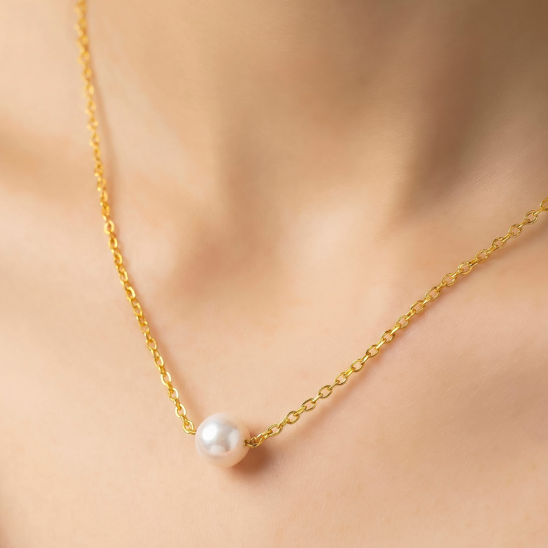 PRAO Necklace Anti-Tarnish Pearl Pendant