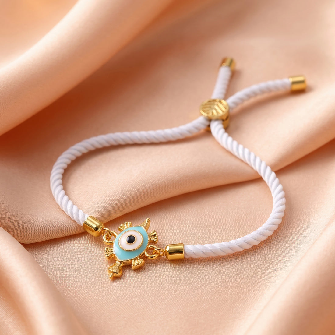 PRAO Bracelet Anti-Tarnish Turtle Evil Eye Cord (Adjustable Size)