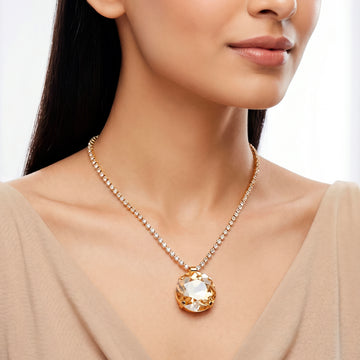 PRAO Necklace Anti-Tarnish Champagne Crystal