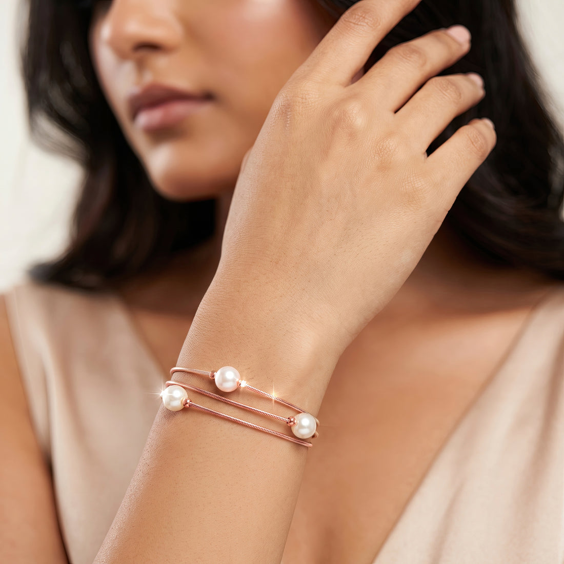 PRAO Bracelet Anti-Tarnish Pearl Snake Chain (Adjustable Size)