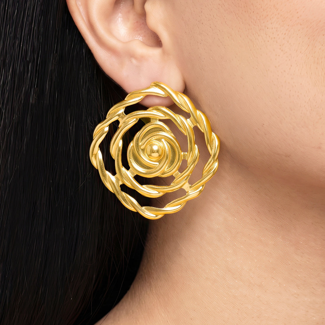 PRAO Earrings Anti-Tarnish Rose Studs
