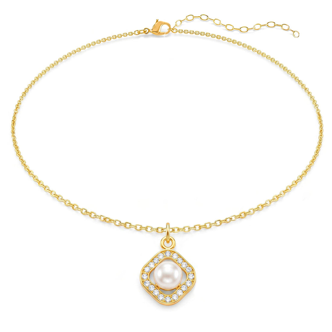 PRAO Necklace Anti-Tarnish Gold Plated Minimalist Pearl Set