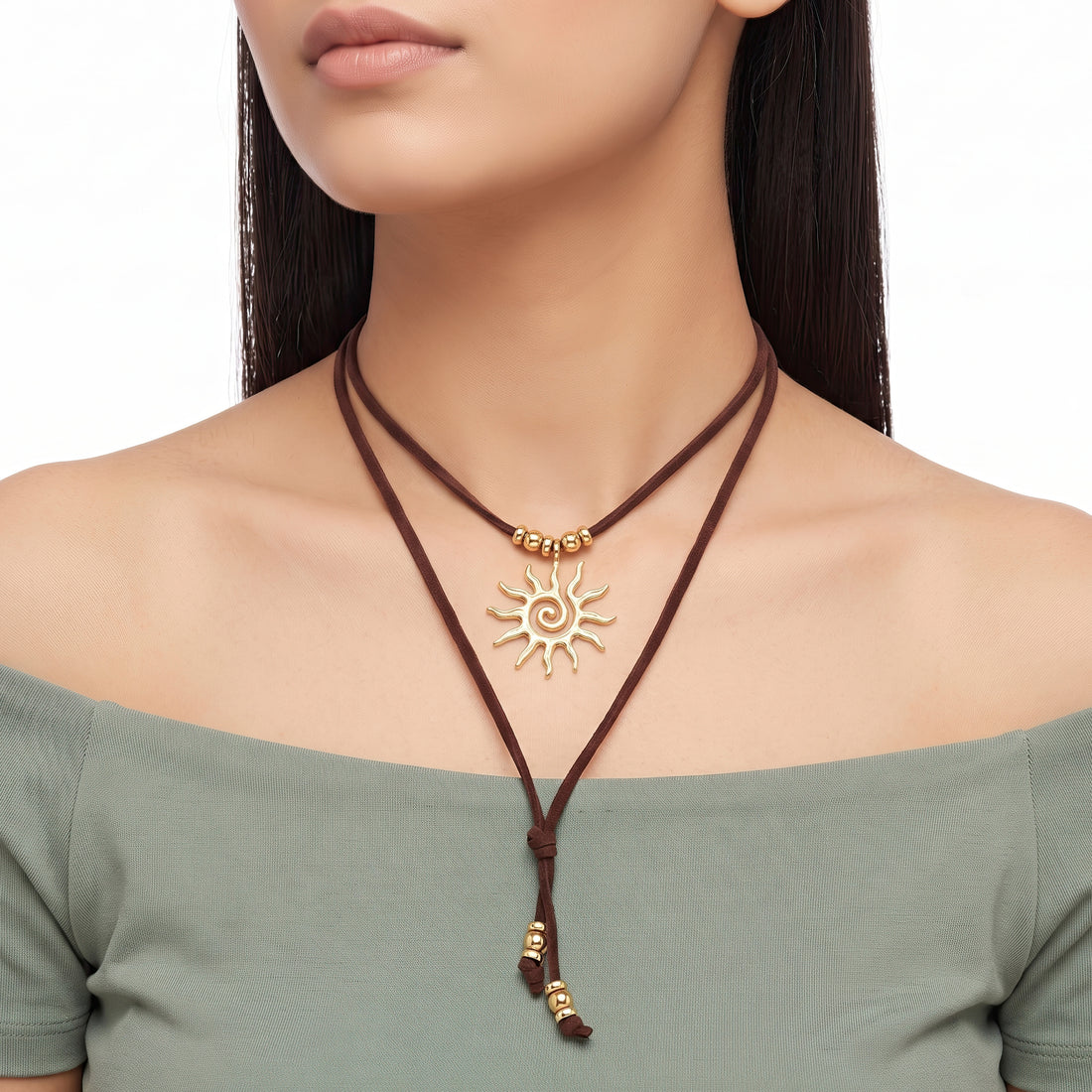 PRAO Necklace Anti-Tarnish Boho Sun Layered